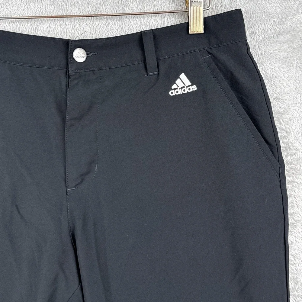 Adidas Golf Pants Men 34x34 Black Straight Leg Athletic Logo Athleisure Mid Rise